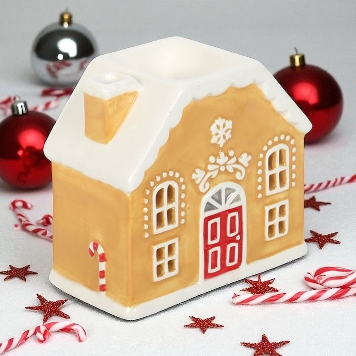 Keramische Gingerbread House Waxburner – Limited Edition Kerstdecoratie