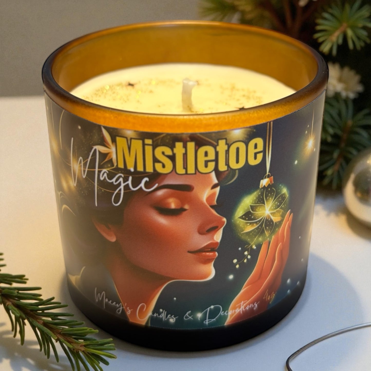 Mistletoe Magic (appel, cassis warme kaneel) Soja geurkaars 4oz
