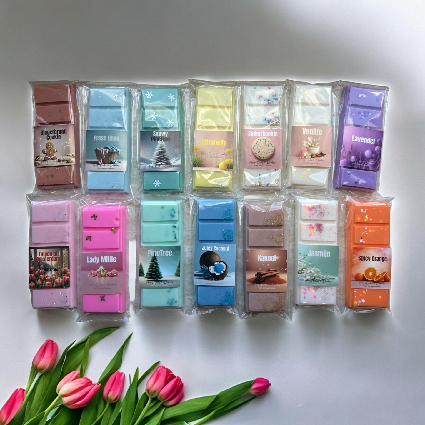 De beste Waxmelts/Snapbars 58g, 14 Verschillende lente, zomer, herfst, wintergeuren, lavendel, jasmijn, citronella, kokosnoot, gingerbread cookie, suiker koekje. Handgemaakt