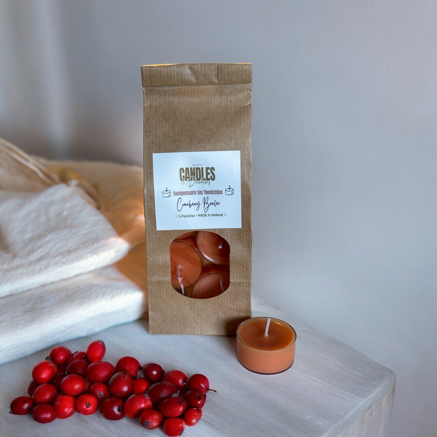 theelichtjes waxinelichtjes met cranberry geur