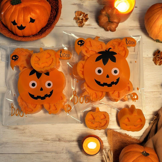Waxmelts, geurmelts pumpkin spice aroma, 6 stuks pompoenvormige sojawas kleur oranje, duurzaam, langdurige geur. Halloween, Herfst