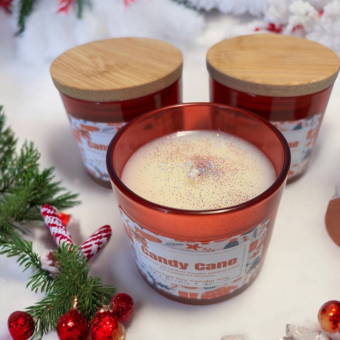 Candy Cane Geurkaars 4oz