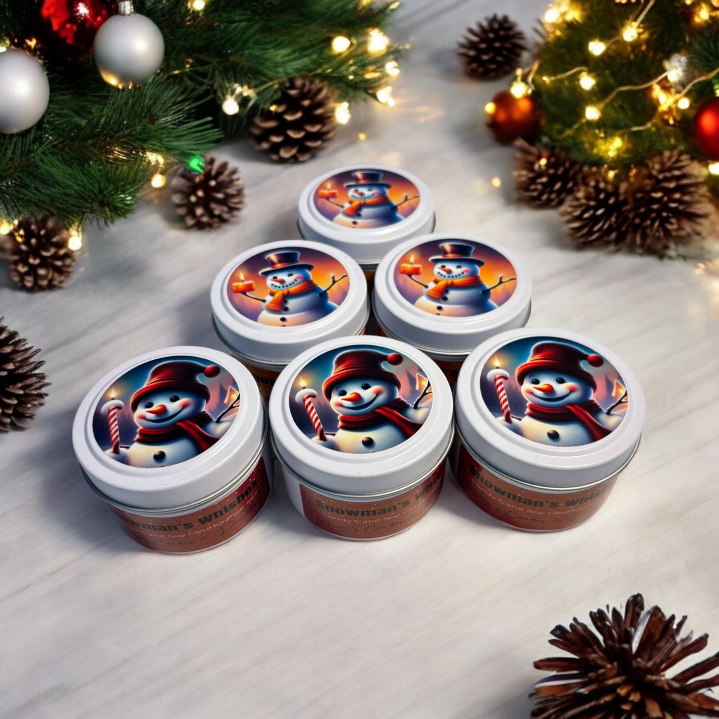 Kerst kaarsjes in blikje 120ml handgemaakt van sojawas met de heerlijke winterse geuren candy cane en spicy orange