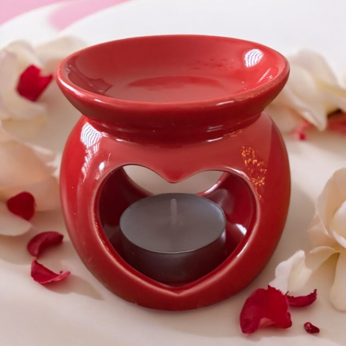 Rode keramische waxbrander, waxburner met hart, voor valentijn moederdag of gewoon voor jezelf. Veilig te gebruiken met theelichtje eronder. voor het smelten van was melts, waxmelts