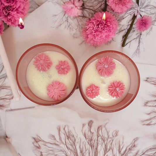 luxe geurkaars in glas bomb of flowers