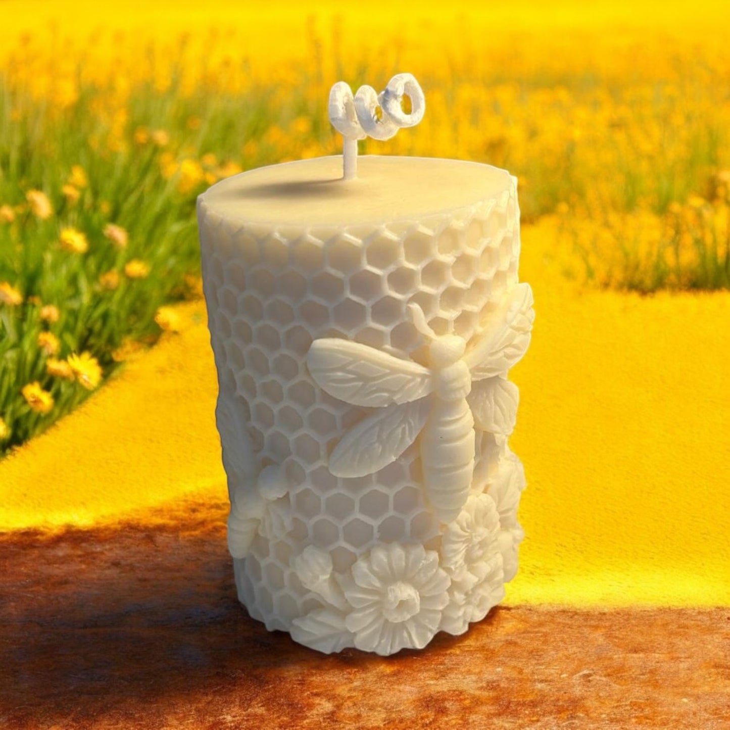 Pilaar kaars sojawas honingraat 5 bij 7 cm duurzaam