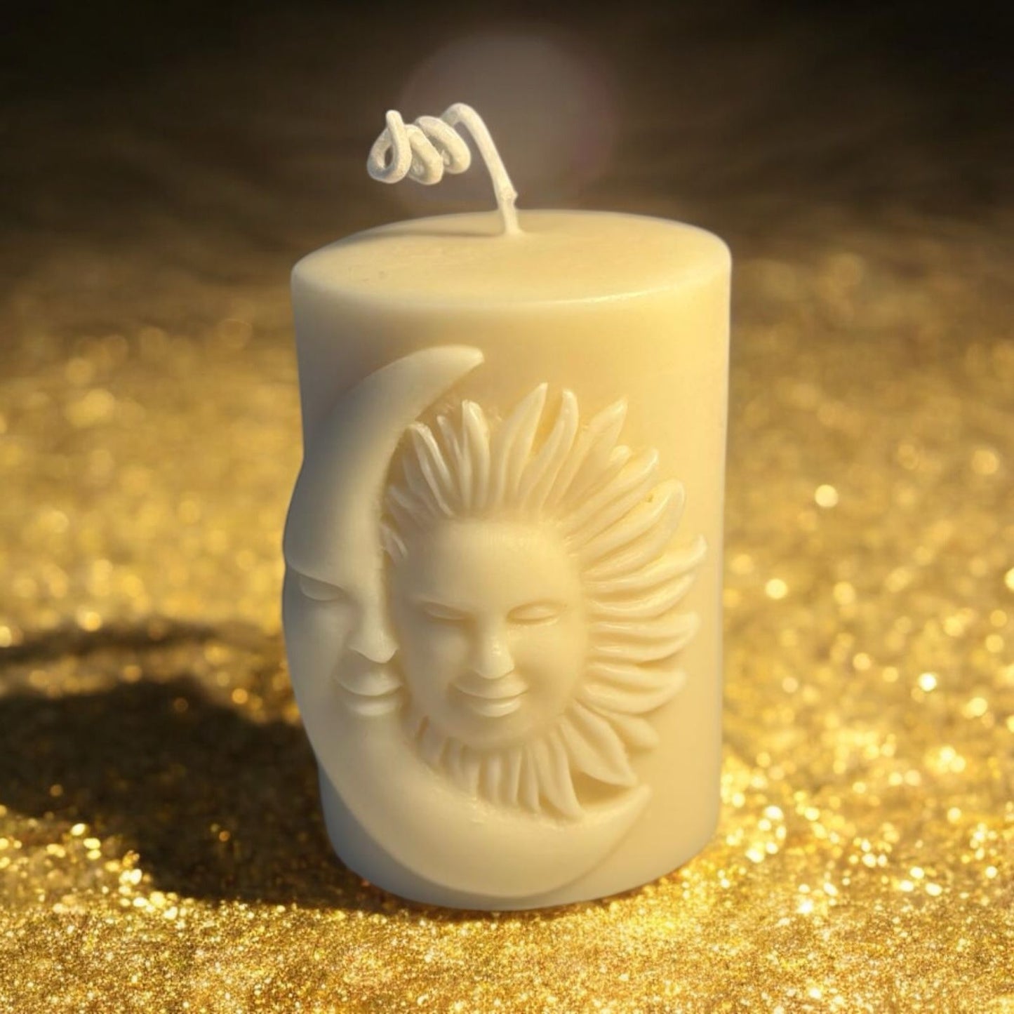 Zon en maan kaars, pijler kaars 5x7cm geurloos duurzaam sojawas en handgemaakt