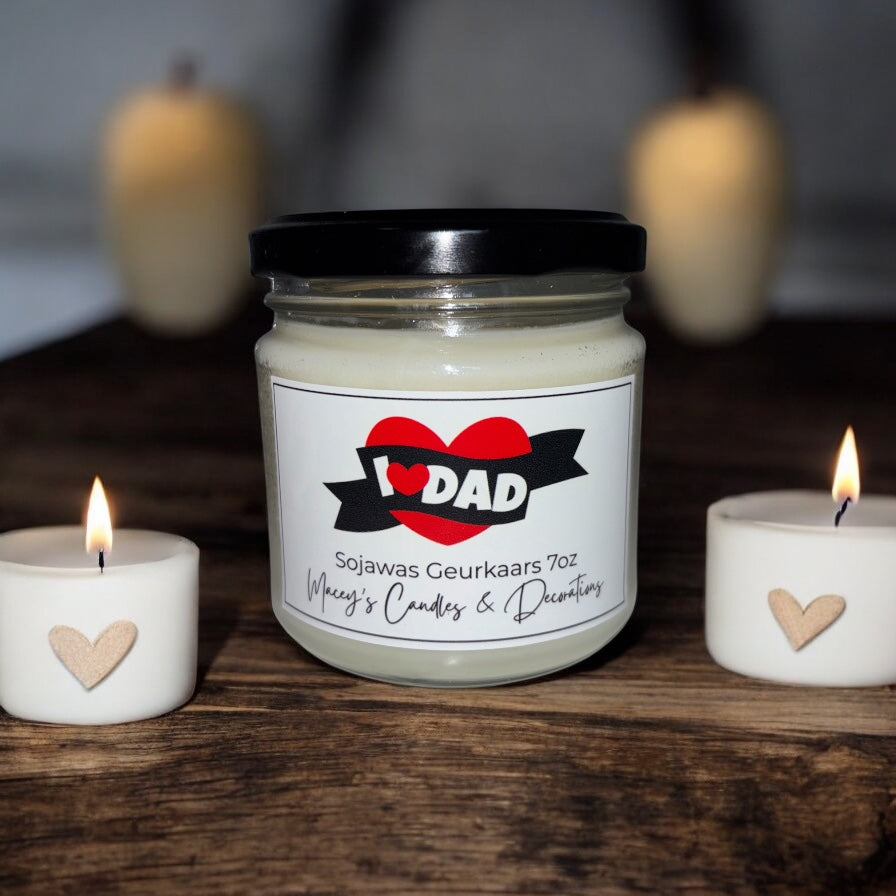 I ❤️ DAD Sandelhout & Vanille óf Koffie & Vanille (in doorzichtige glazen pot)