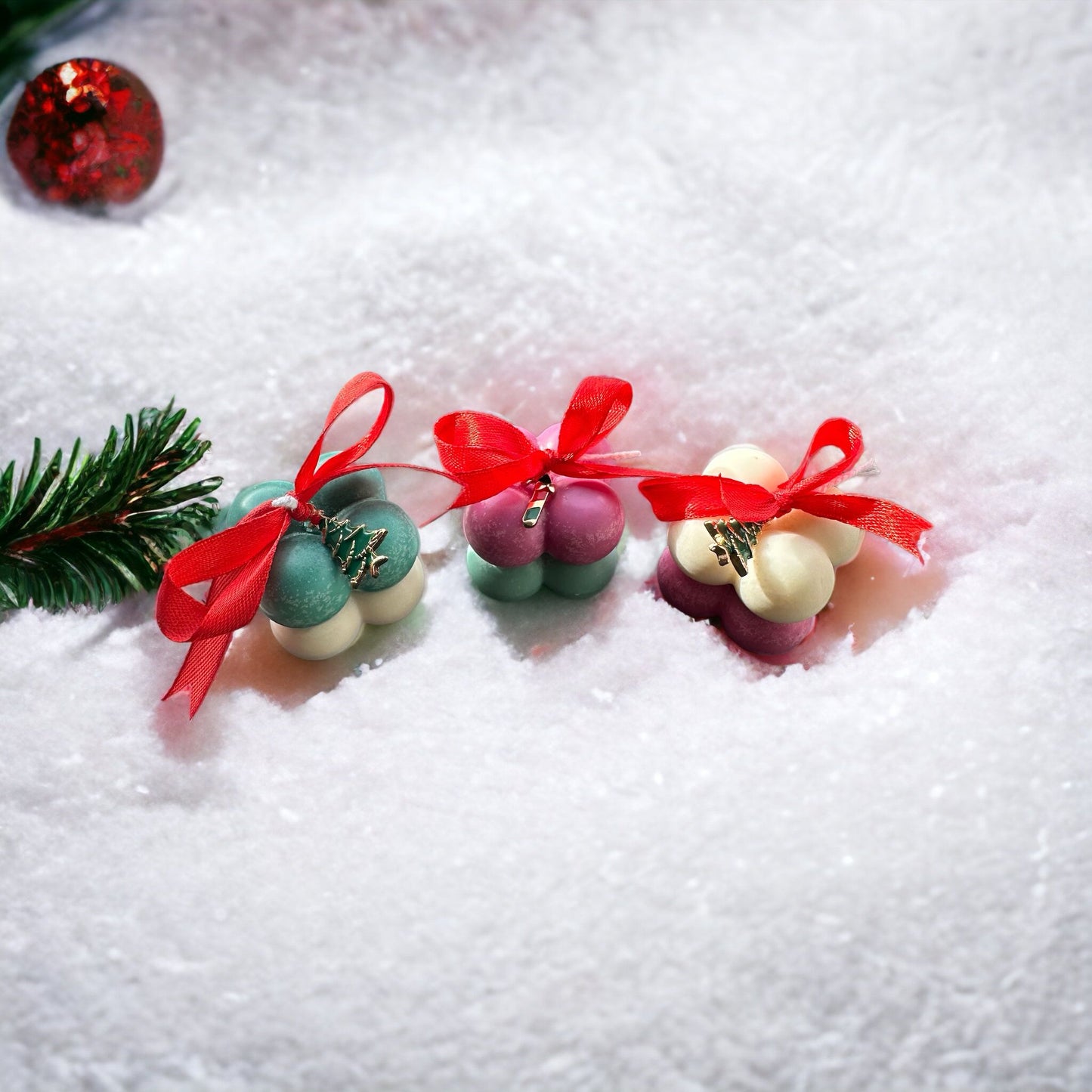 Kerst bubble kaarsjes mini 3 stuks