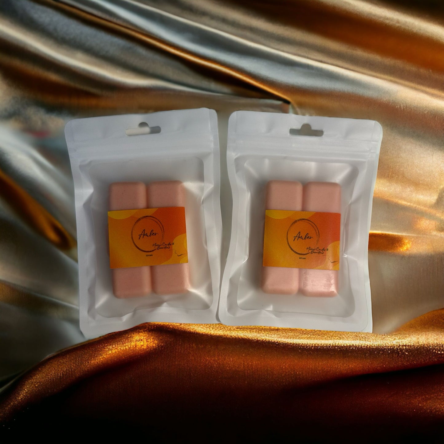6 stuks Amber blokjes waxmelts gemaakt van soja was in hersluitbaar zakje