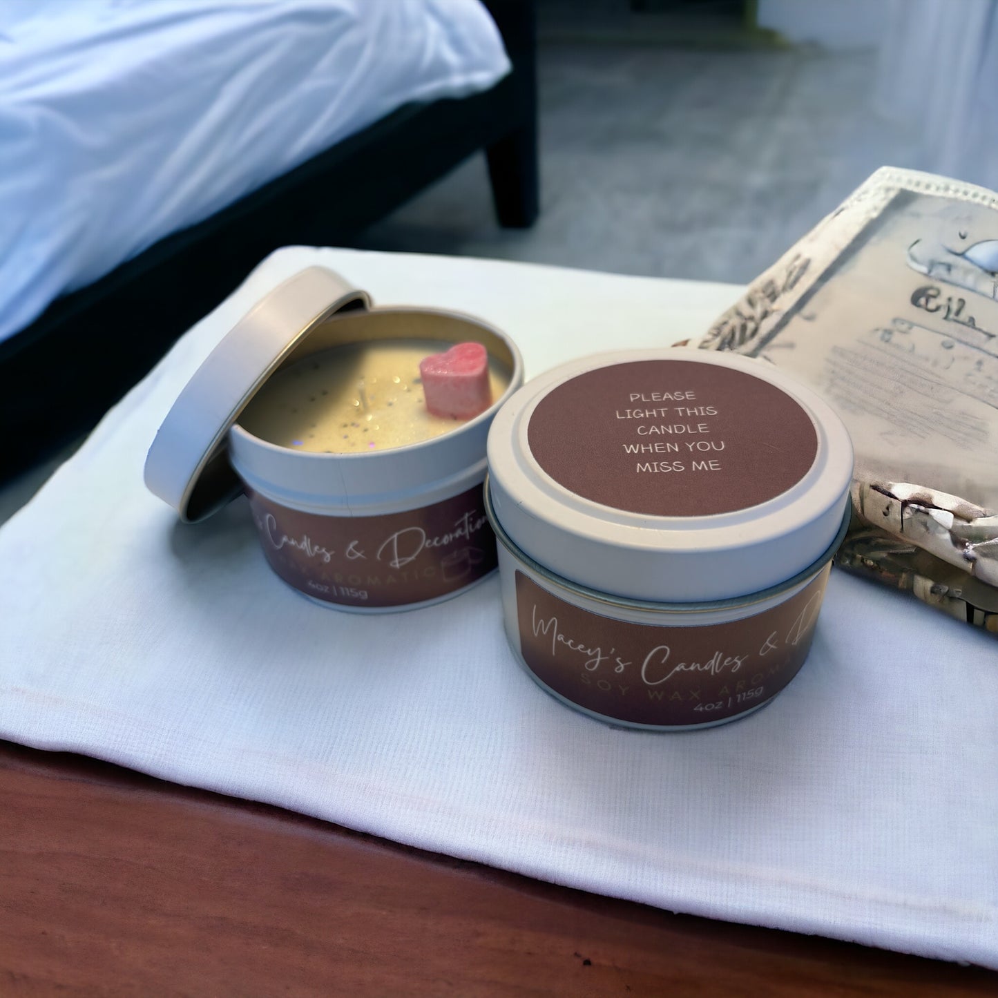 Please light this candle when you miss me 4oz|115g Bloemengeur