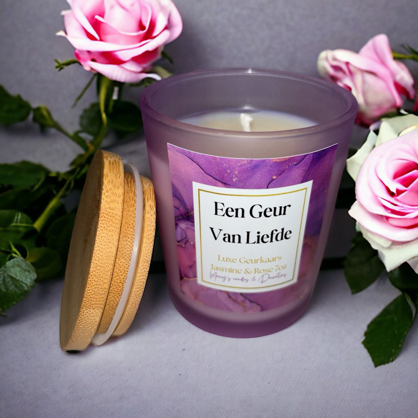 Luxe Geurkaars “Een geur van liefde” Jasmine & Rose 7oz