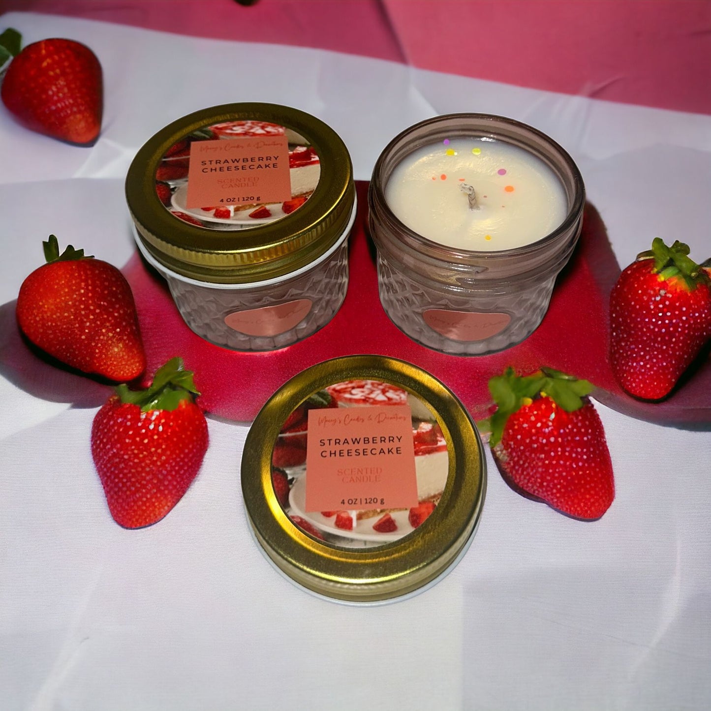 Zomerse Geurkaarsen in gekleurde glazen potjes 4oz|120g