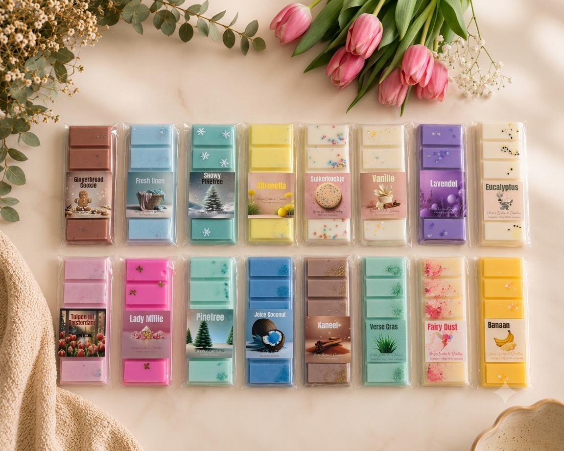 De beste waxmelts snapbars 20 heerlijke geuren o.a appeltaart, brand new car, fairy dust, banaan, kaneel , citronella, lavendel, vers gras 58g