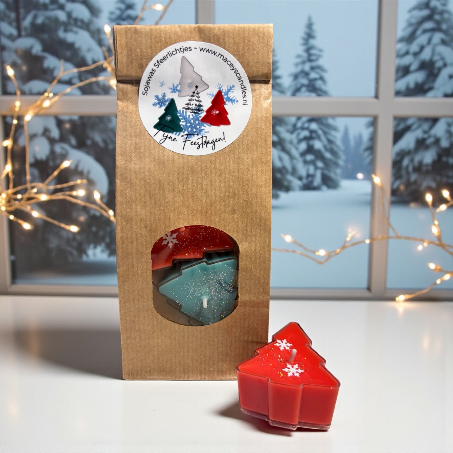 Sojawas theelichtjes kerstboom – set van 3