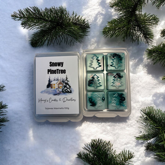 Handgemaakte sojawas melts, Dennen geur, frisse dennennaalden geur, 100 gram aan 1 stuk in blokjes te breken voor je waxbrander of waxsmelter ook wel waxmelts genoemd met glinsterende kerstboompjes
