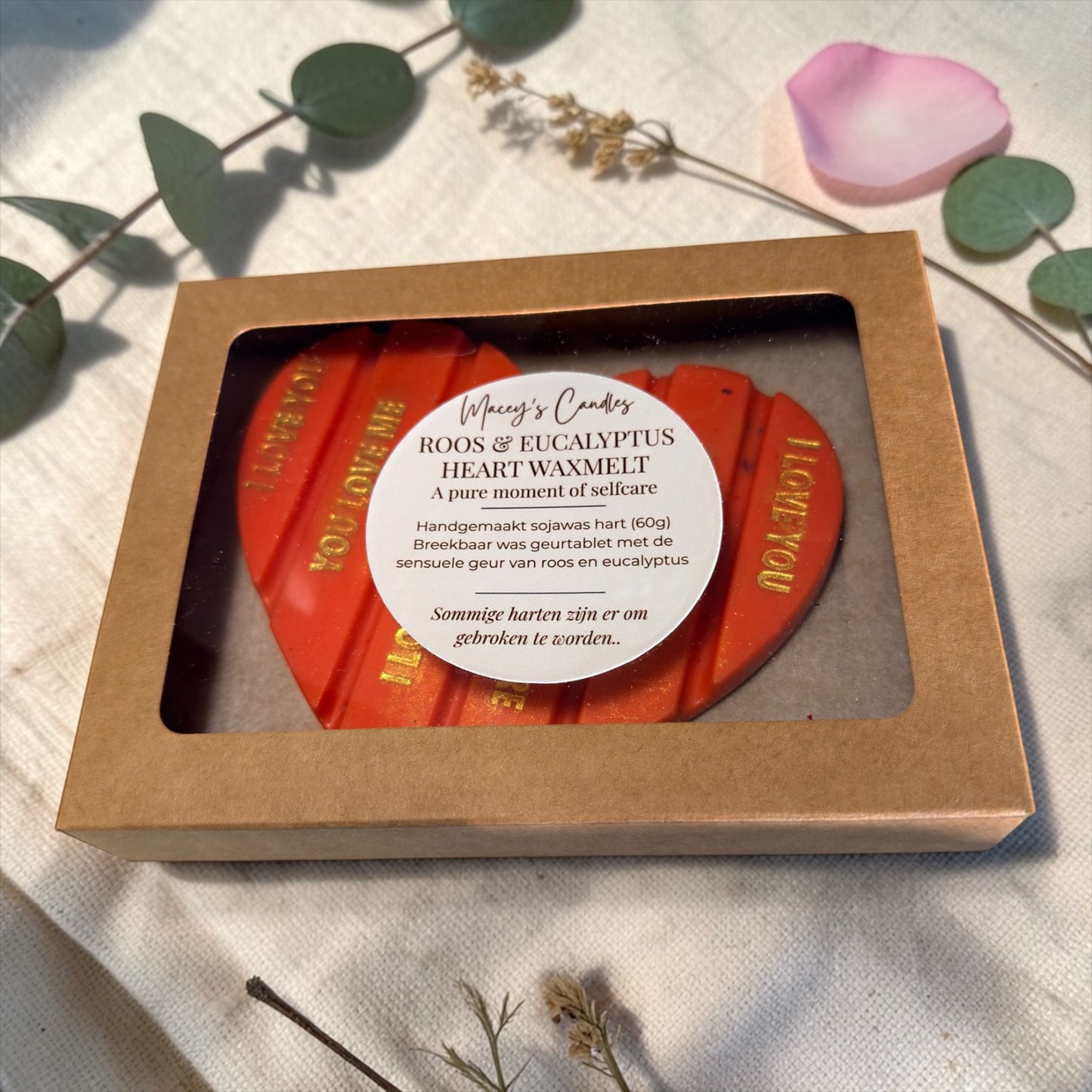 Breek-Mijn-Hart Waxmelt — Roos & Eucalyptus (60g)