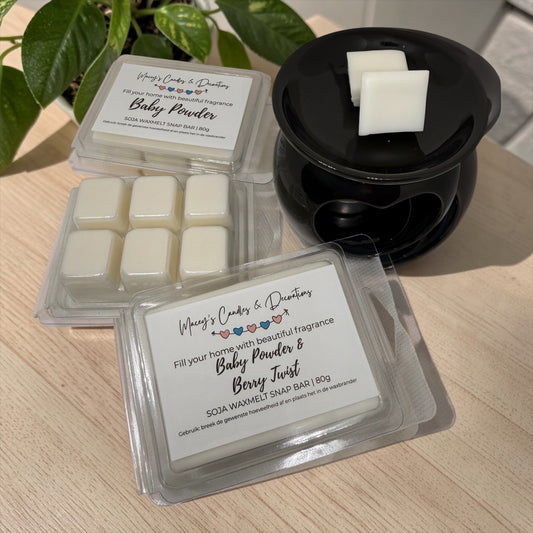 Babypoeder en Berry Twist sojawas snap bar | waxmelts | handgemaakt | sterke geuren | Macey’s Candles 