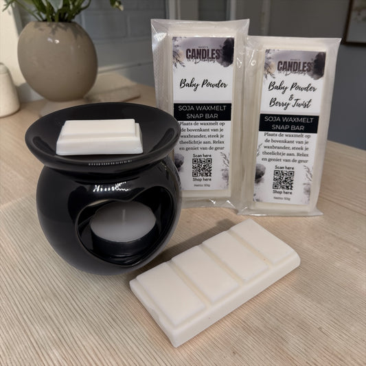 Babypoeder en babypoeder met berry twist waxmelts snap bar | handgemaakt door Macey’s Candles & Decorations 