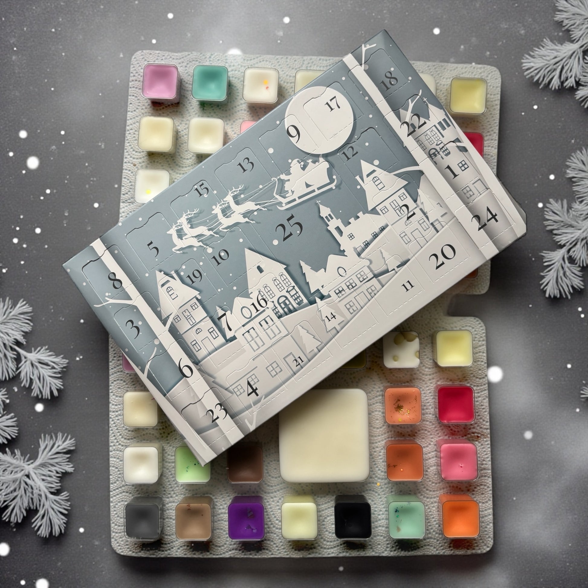 Adventskalender met winterse geuren, WaxMelts handgemaakt met sojawas, duurzaam, 25 daagse kerst WaxMelts kalender 
