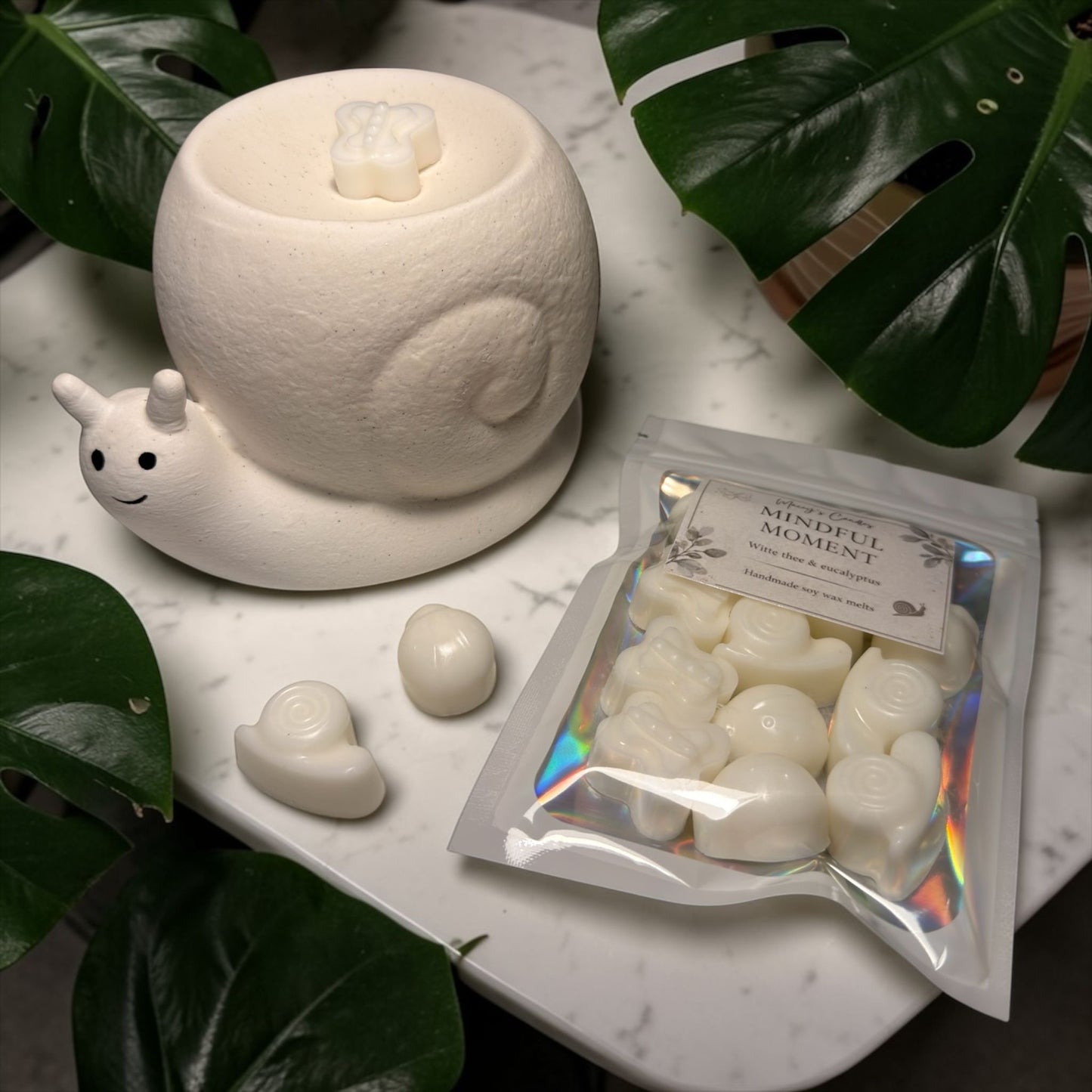Mindful Moment Set
Slak Waxbrander met Witte Thee & Eucalyptus Waxmelts