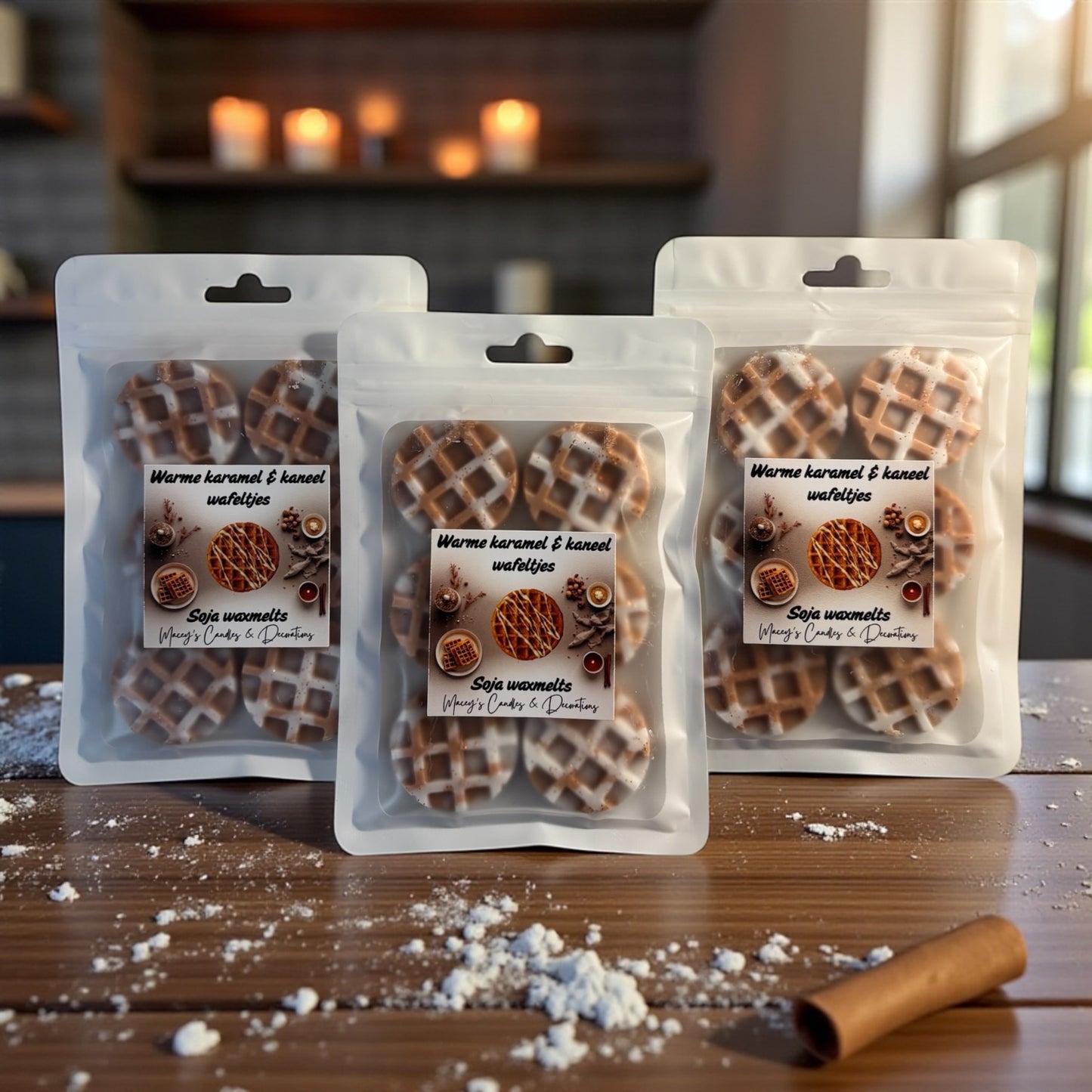 Warme karamel & kaneel wafeltjes Waxmelts 6st.