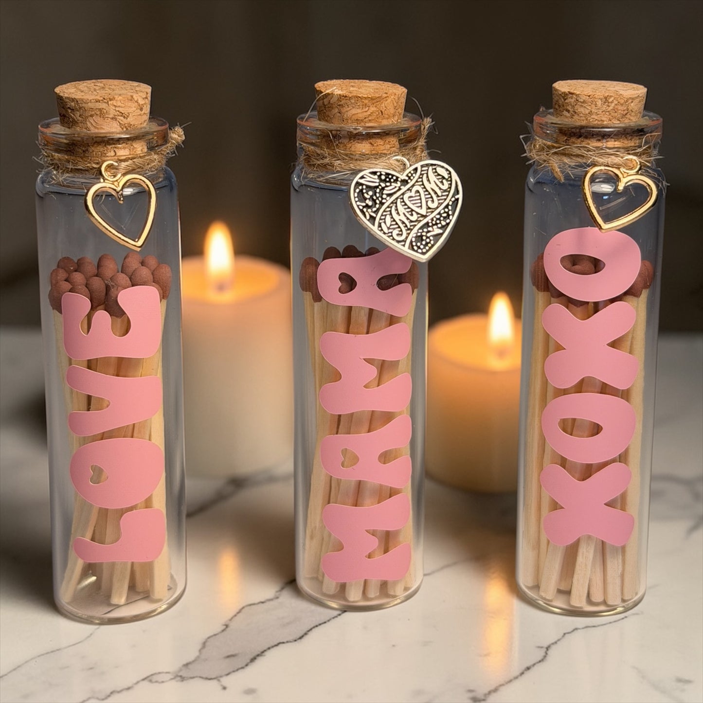 Glazen Luciferflesje – Love / Mama / XOXO
