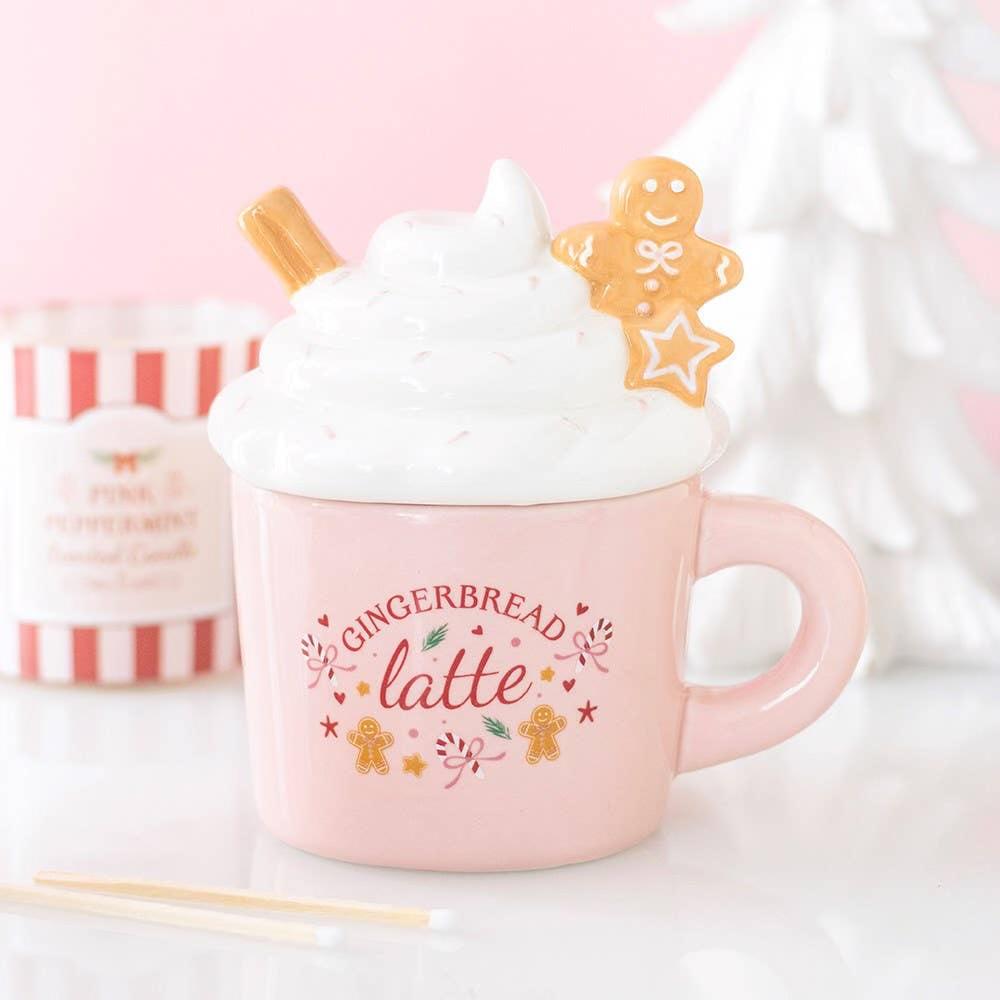Schattige roze Gingerbread Latte geurbrander voor wax melts. Dé blikvanger voor de kerstdagen en een perfect cadeau! Bestel online bij Macey's Candles.