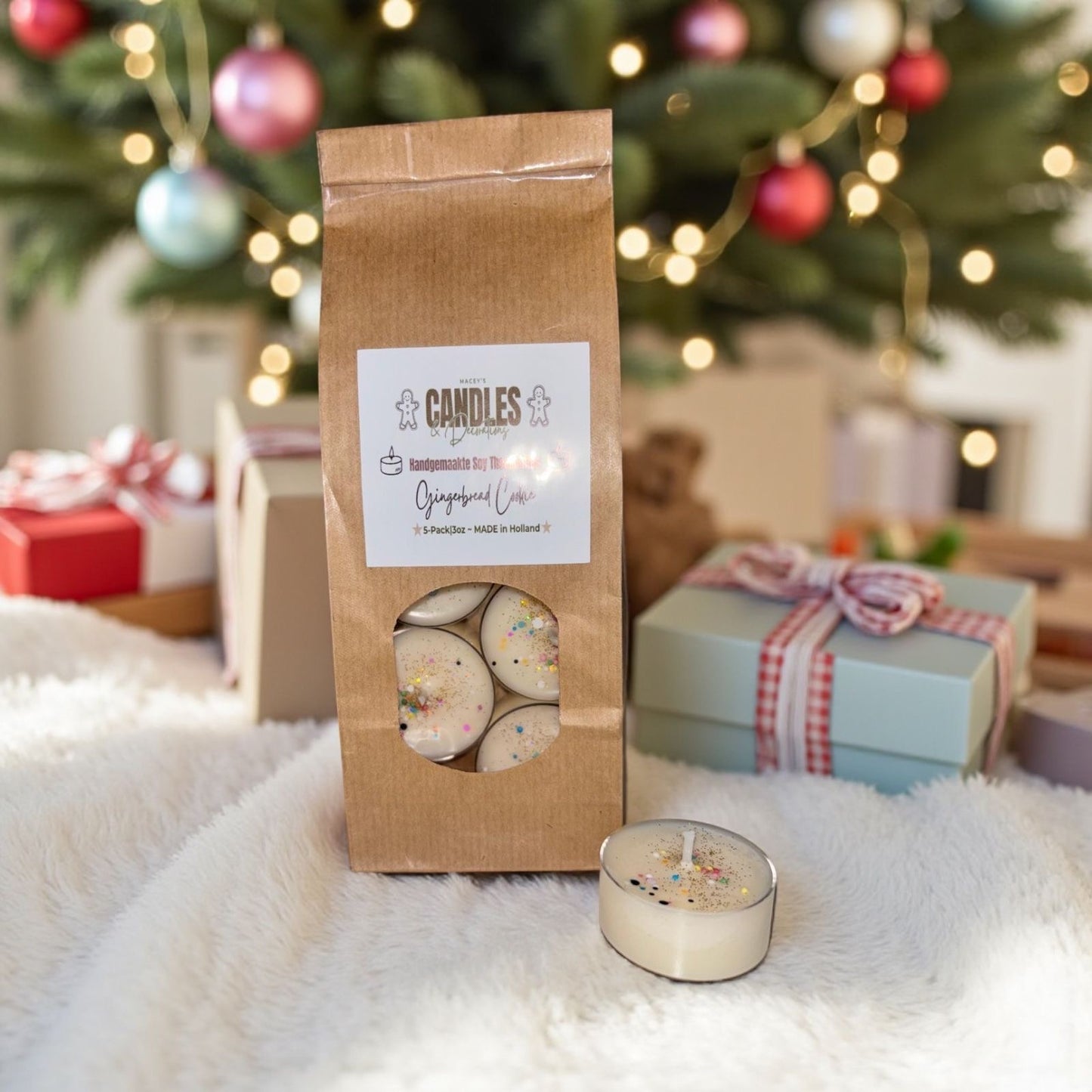 Gingerbread cookie sojawas theelichtje 