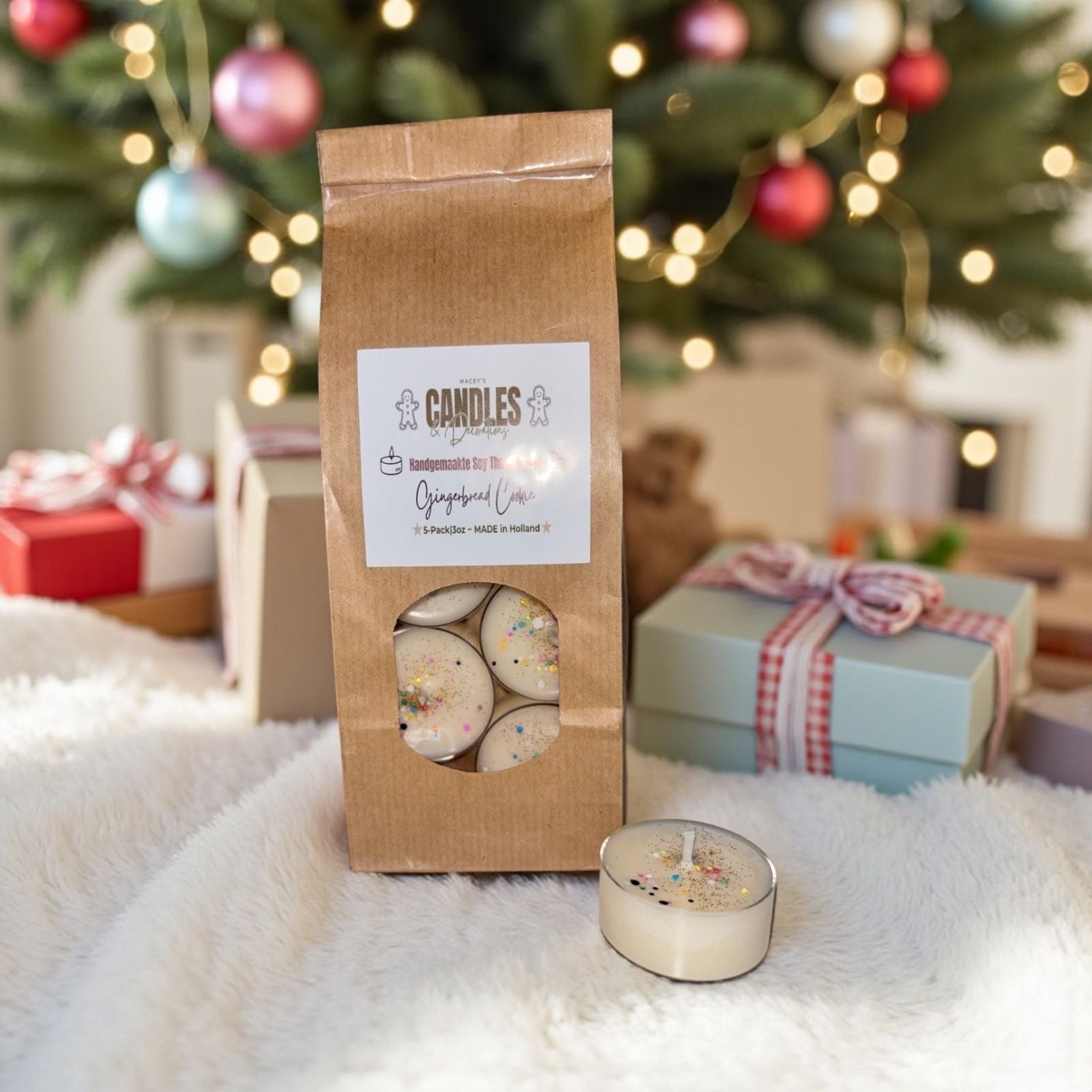 Gingerbread cookie sojawas theelichtje 