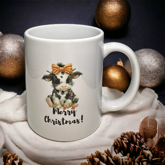 Merry Christmas Cow Beker