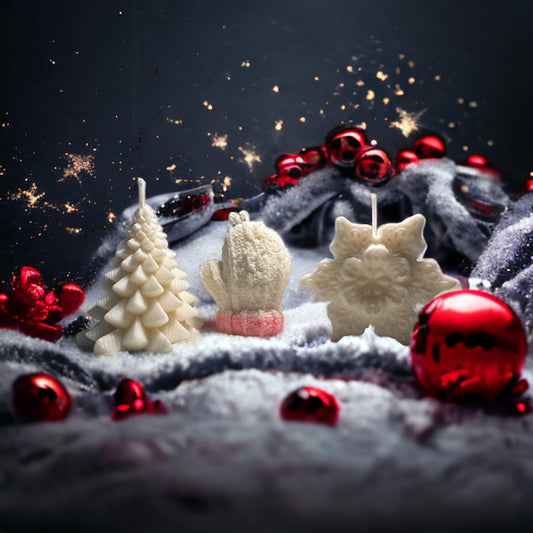 Kerst Kaarsjes (kerstboom, wantje,sneeuwvlok)