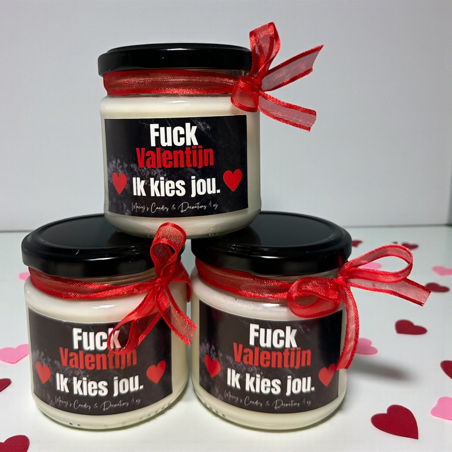 Anti Valentijn sojawas geurkaars met verborgen teksten 