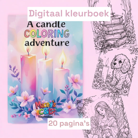 Digitaal Kleurboek 20 pagina’s illustraties van kaarsen, bloemen